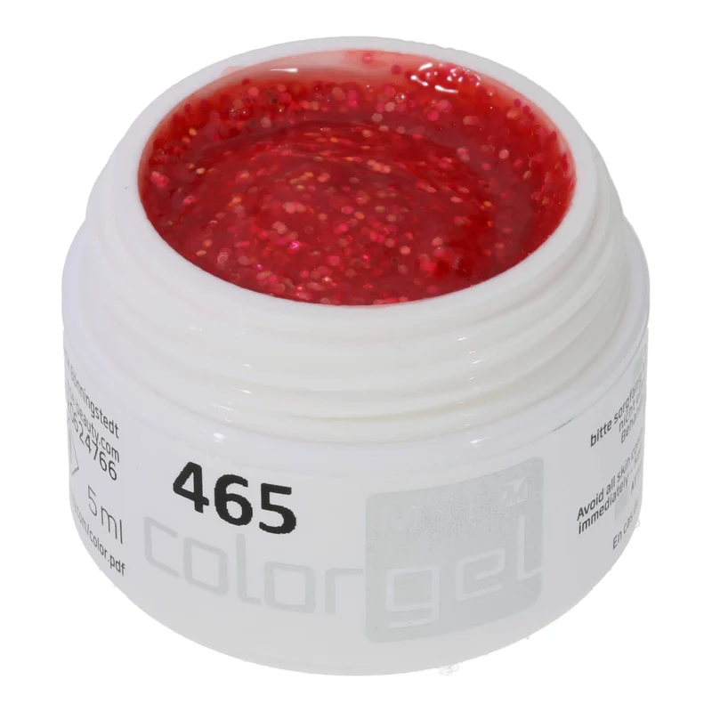 #465 Premium-GLITTER Color Gel 5ml Rot-gold-irisierendes Glittergel