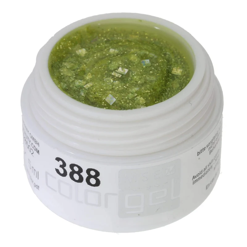 #388 Premium-GLITTER Color Gel 5ml Gel aus gelb-irisierendem und silbernem Glitter