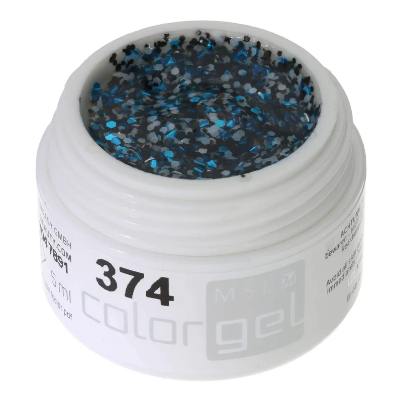 #374 Premium-GLITTER Color Gel 5ml Polkadot-Glittergel in Weiss, Schwarz und Blau