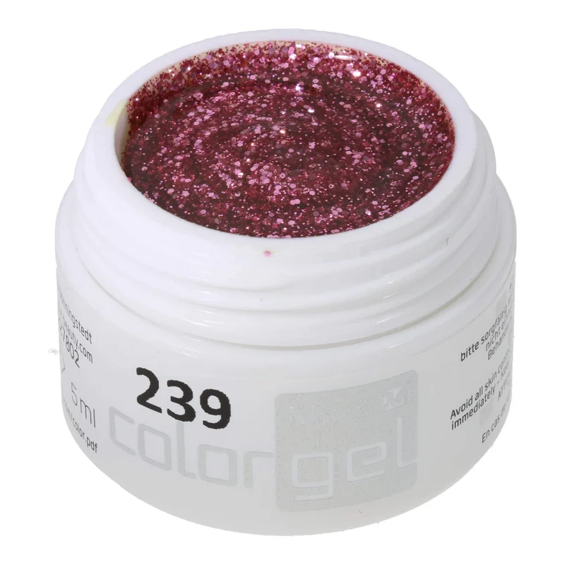 #239 Premium-GLITTER Color Gel 5ml Kräftig rosafarbenes Glittergel