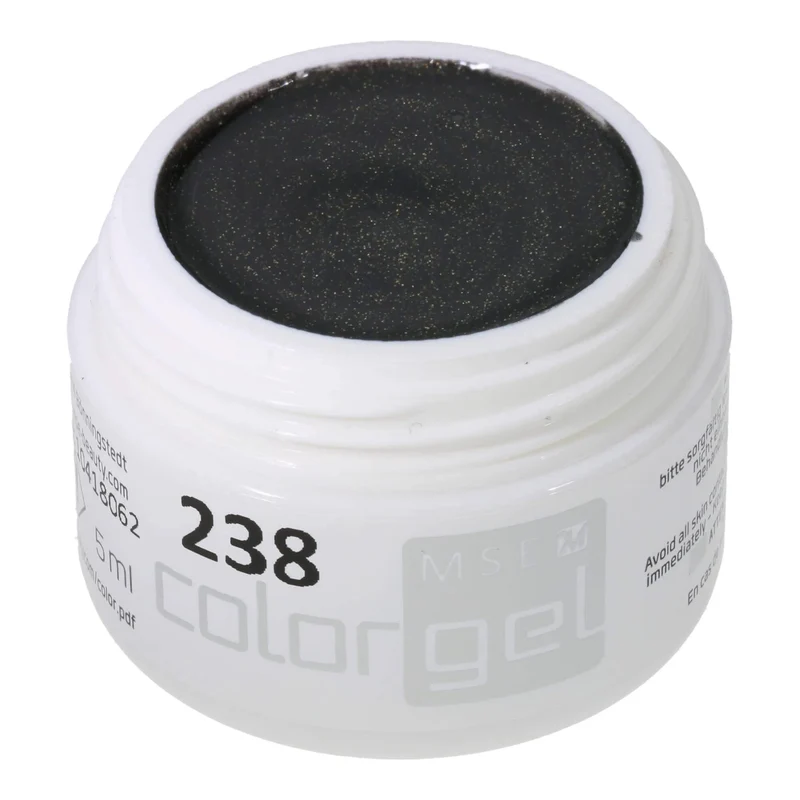 #238 Premium-GLITTER Color Gel 5ml Schwarz mit Kupfer-/Gold-farbenem Glitter