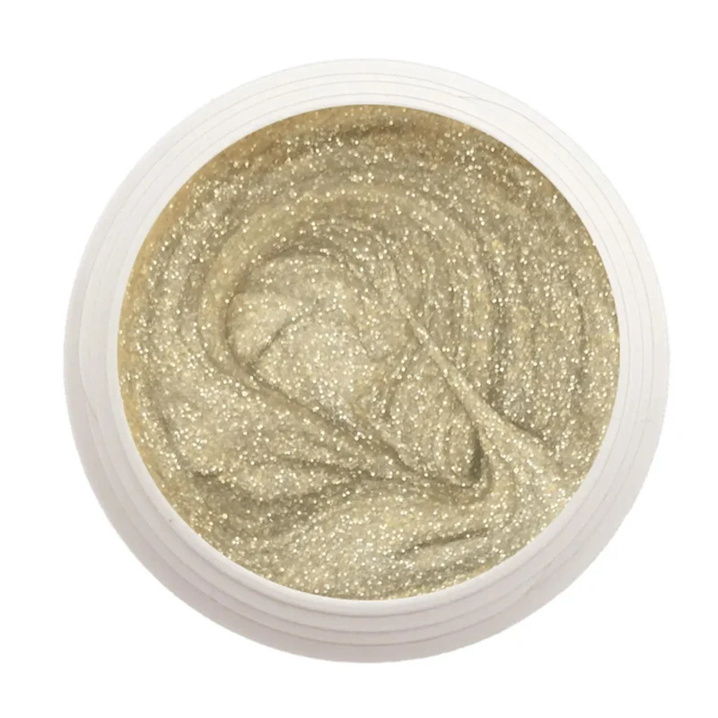 #221 Premium-GLITTER Color Gel 5ml Blasser Cremeton unterlegt mit einem silbernen Glitter