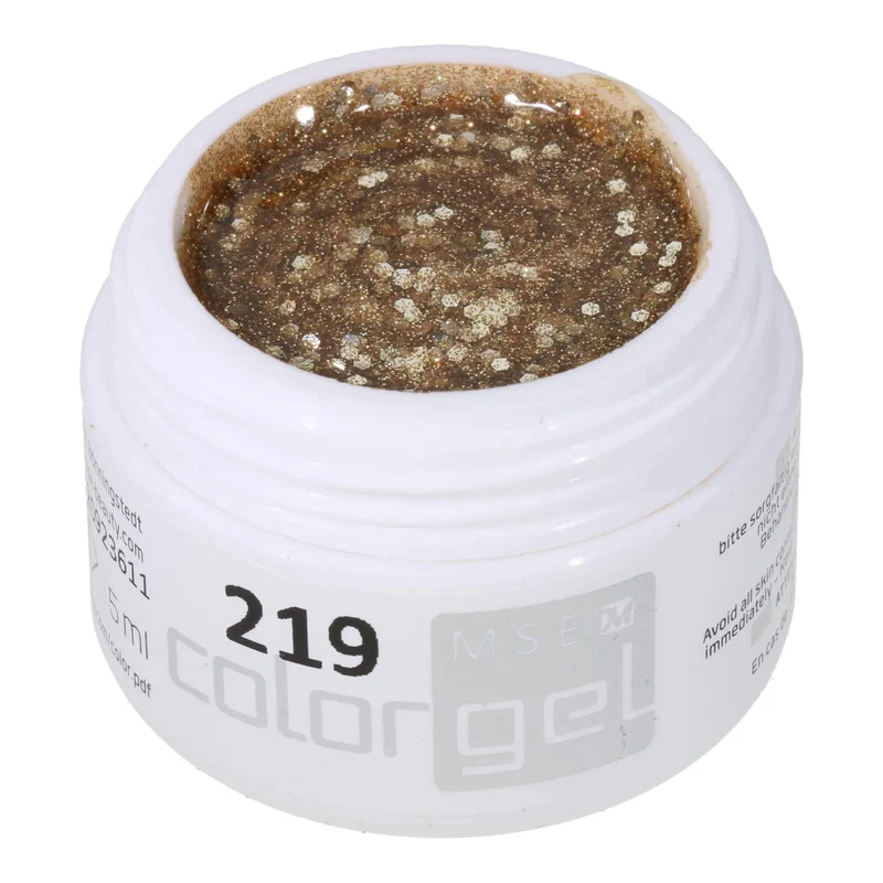 #219 Premium-GLITTER Color Gel 5ml Bronze aus einem raffinierten Gemisch aus feinen und groben Glitterpartikeln