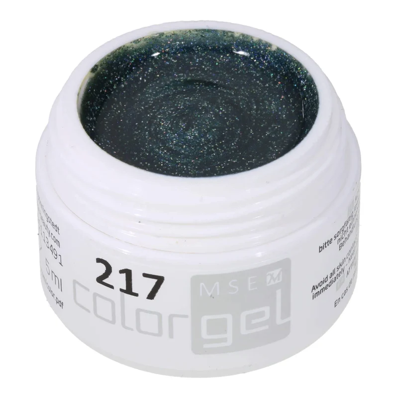 #217 Premium-GLITTER Color Gel 5ml Dunkler Petrolton in Kombination mit bronzefarbenem Glitter