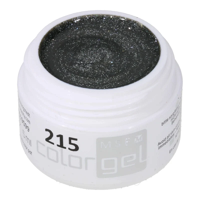 #215 Premium-GLITTER Color Gel 5ml Dunkles Grau mit kräftigem Silberglitter