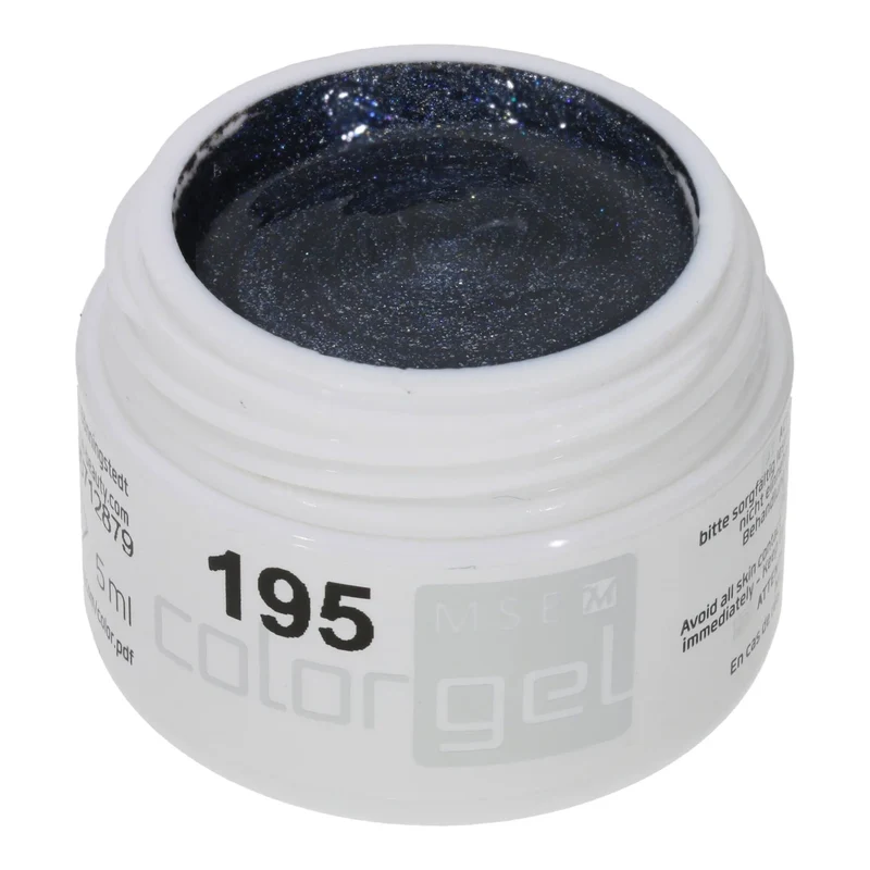 #195 Premium-EFFEKT Color Gel 5ml Jeansblau mit aufgeprägten, silbernen Partikeln