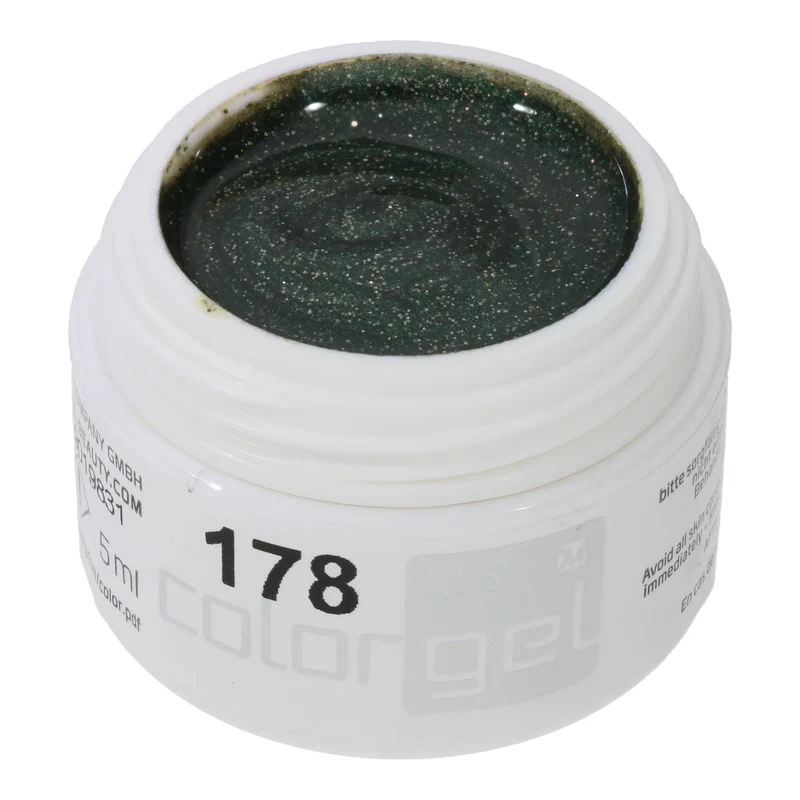 #178 Premium-GLITTER Color Gel 5ml Dunkles Tannengrün mit bronzefarbenem Glitter