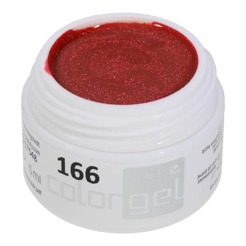 #166 Premium-GLITTER Color Gel 5ml Himbeerrot mit Silberglitter