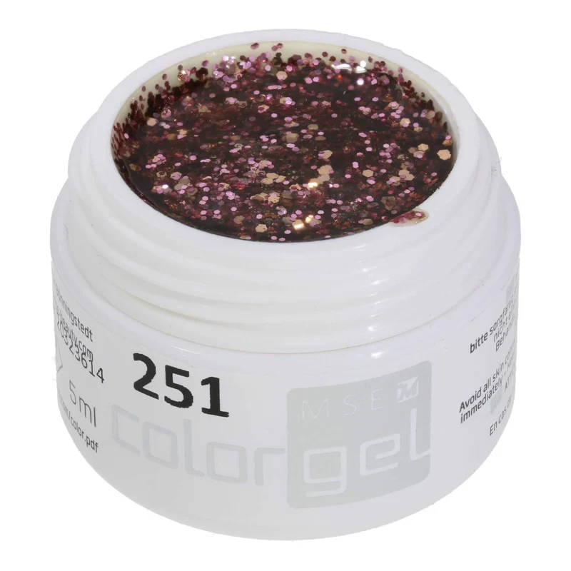 #251 Premium-GLITTER Color Gel 5ml Mischung aus rosa- und bronzefarbenem Glitter