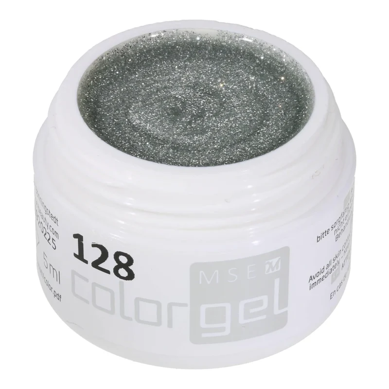 #128 Premium-GLITTER Color Gel 5ml Klar mit kräftigem Silberglitter