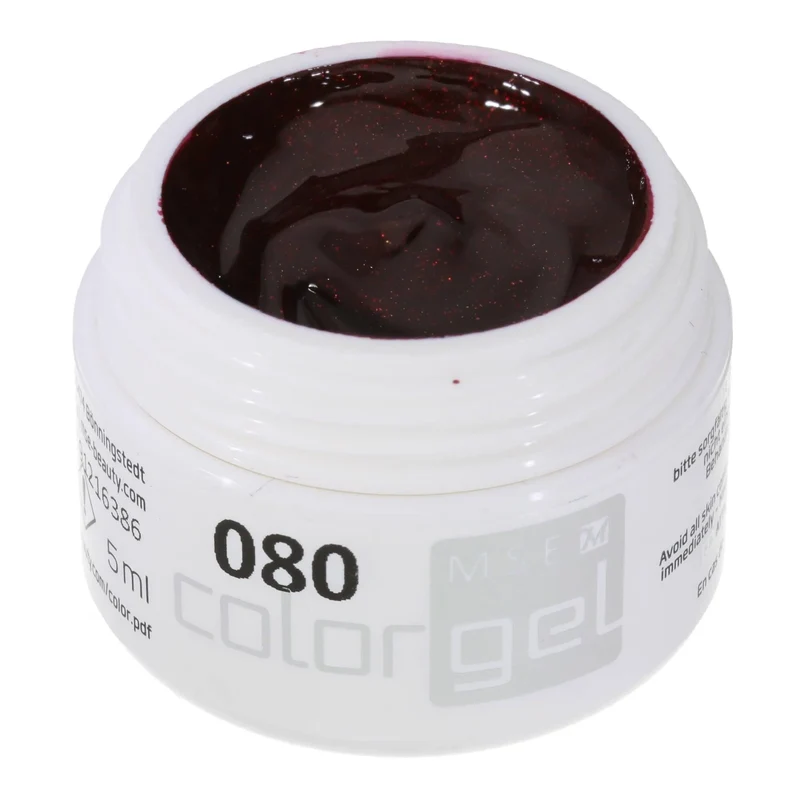 #080 Premium-EFFEKT Color Gel 5ml Sehr dunkles Bordeauxrot mit feinem Goldpartikeln