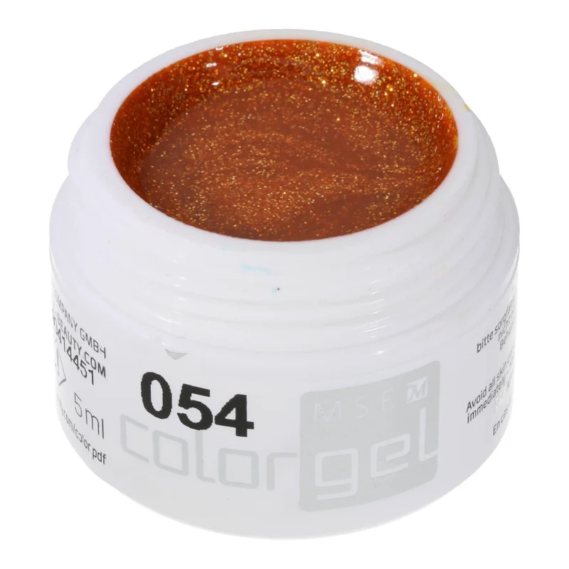 #054 Premium-GLITTER Color Gel 5ml Kräftiges Orange mit goldrotem Glitter