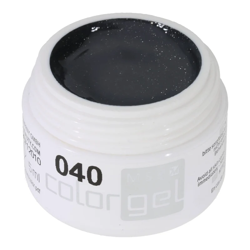 #040 Premium-GLITTER Color Gel 5ml Schwarzgrau mit Glitter