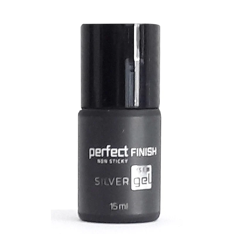 MSE Perfect FINISH Hochglanz Gel Silber Glitter 15ml Non Sticky