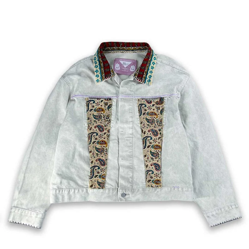 Persian Marble Denim Trucker Jacket [XL]