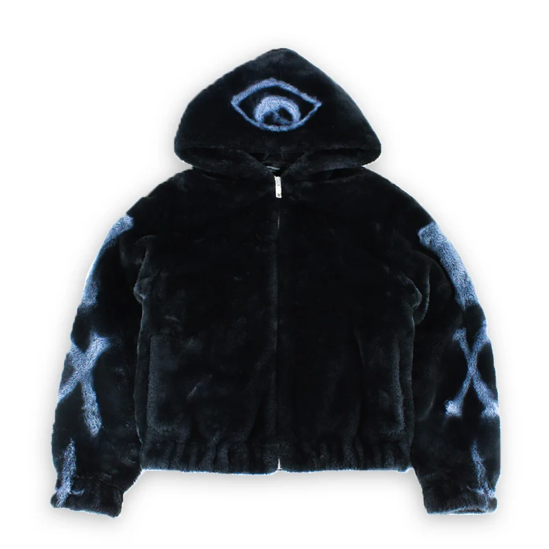 Skeletal Faux Fur Hoodie